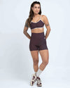 Short Fitness Bike Marrom Ébano sem costura frontal - Maré Maria moda fitness