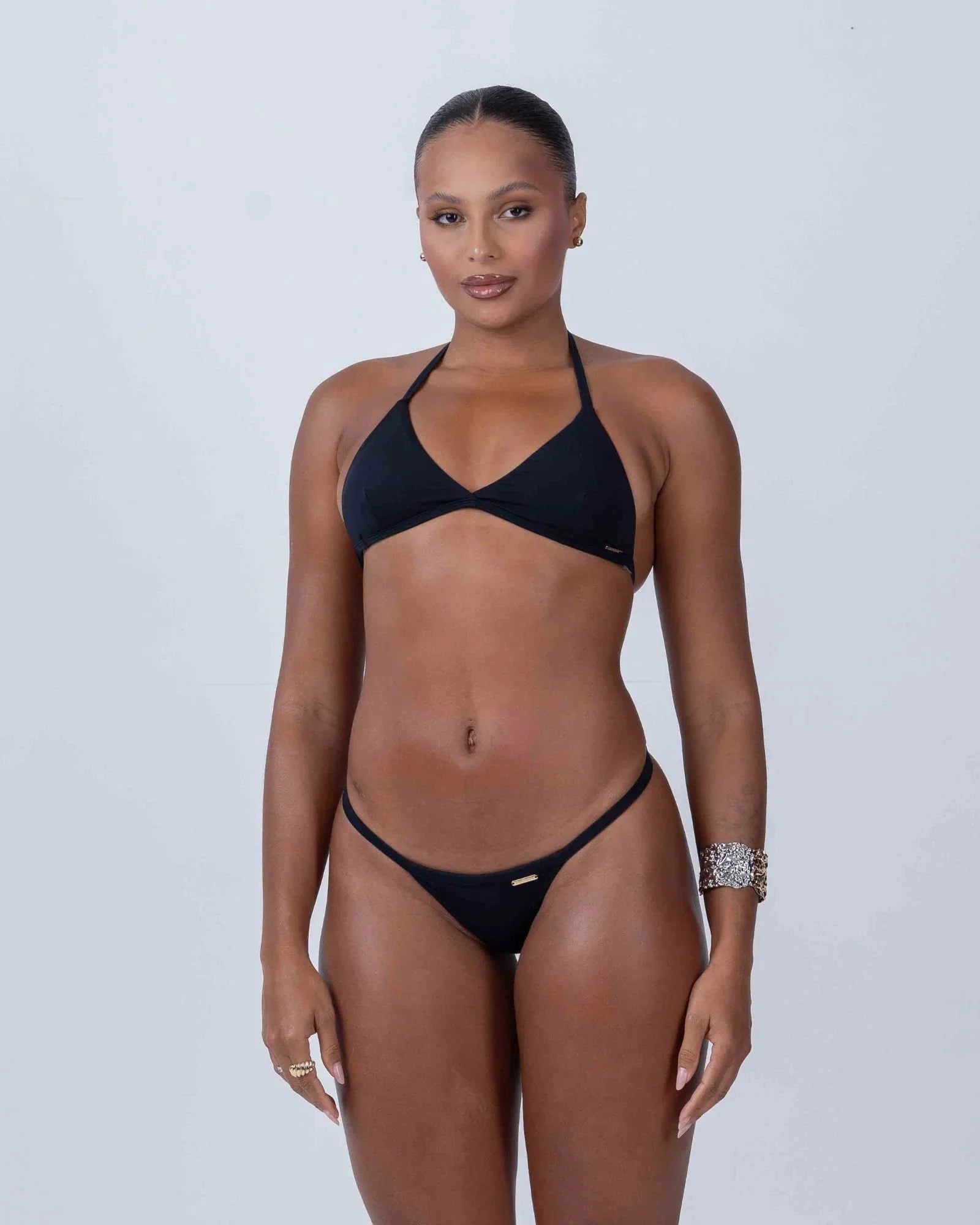 Calcinha Cortininha Fixa com regulador Preto - Maré Maria moda fitness