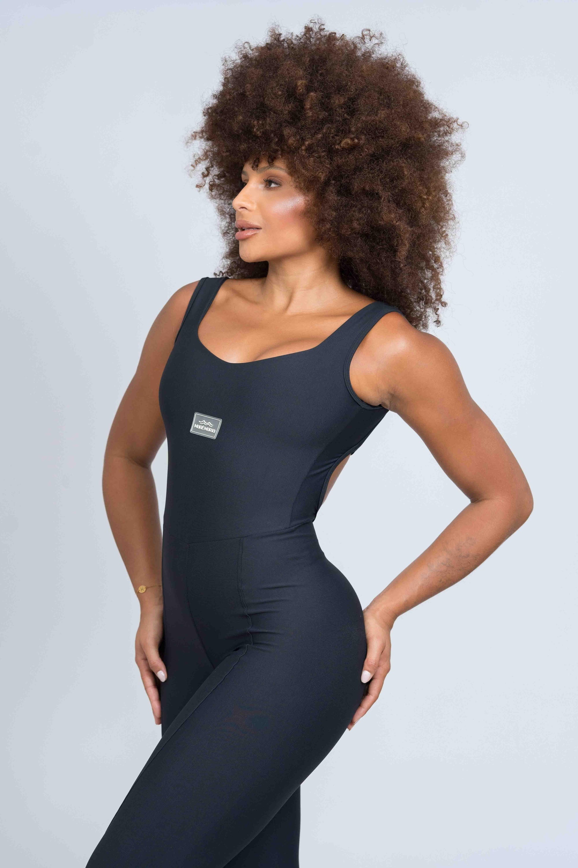 Macacão fitness Classico Preto compressão - Maré Maria moda fitness