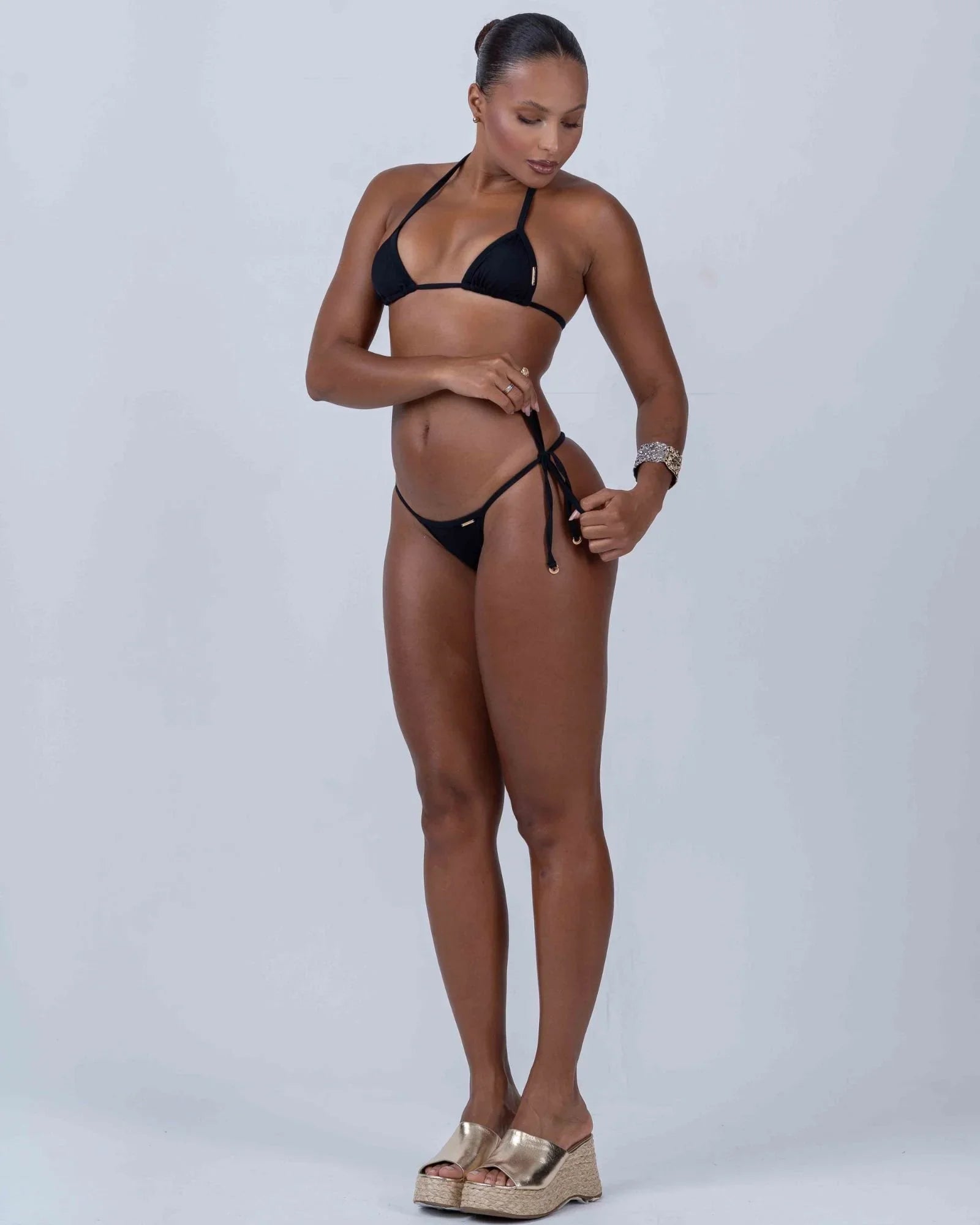 Calcinha Cortininha de Lacinho Preto - Maré Maria moda fitness