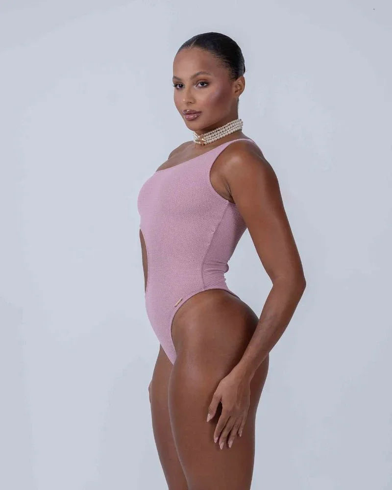 Maiô Assimétrico Rosa Glam - Maré Maria moda fitness