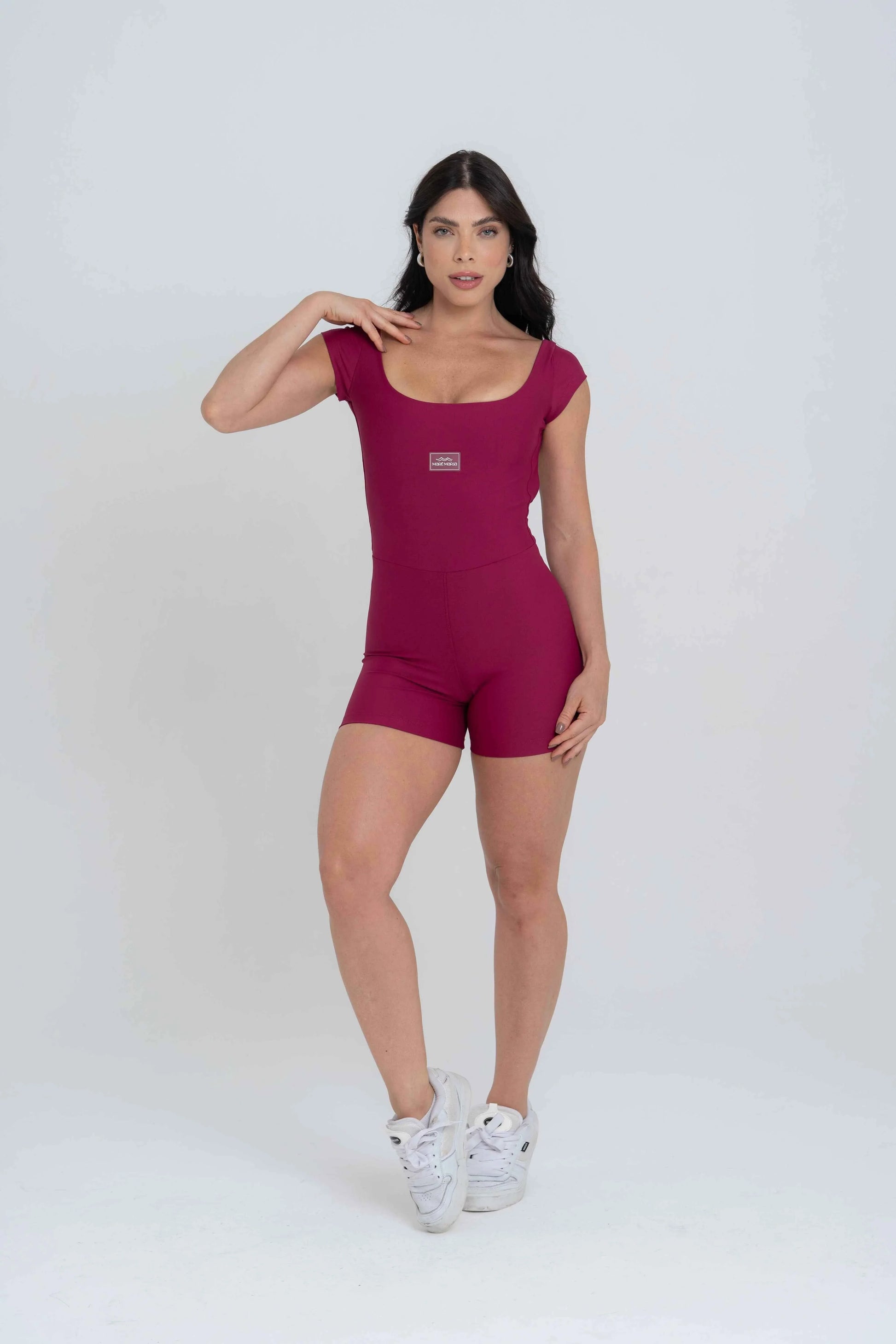 Macaquinho Fitness Wave Rouge compressão - Maré Maria moda fitness
