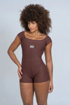 Macaquinho Fitness Wave Chocolate Dark compressão - Maré Maria moda fitness