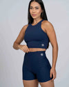 Short Classic Azul Marinho compressão sem empina bumbum - Maré Maria moda fitness