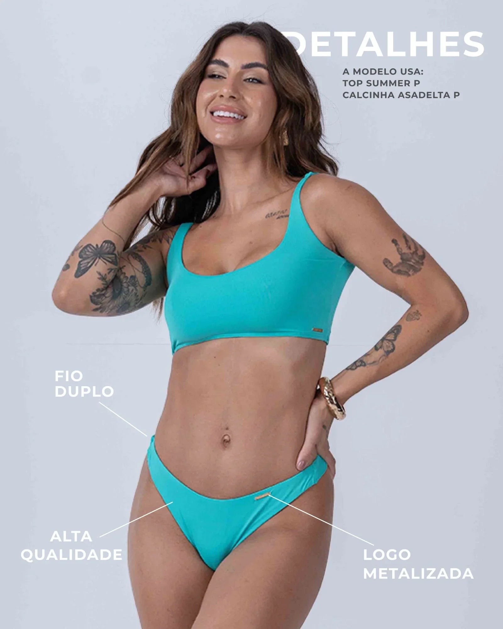 Calcinha Asa Delta Verde Piscina - Maré Maria moda fitness