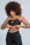 Top Ternura nadador Super Black com Off White - Maré Maria moda fitness