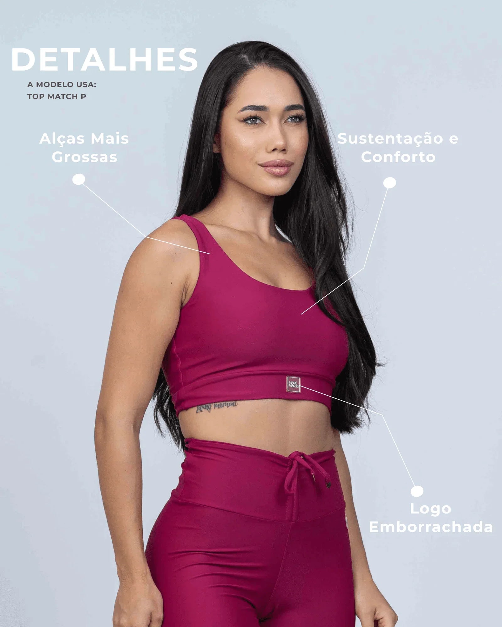 Top Match Fitness Rouge - Maré Maria moda fitness