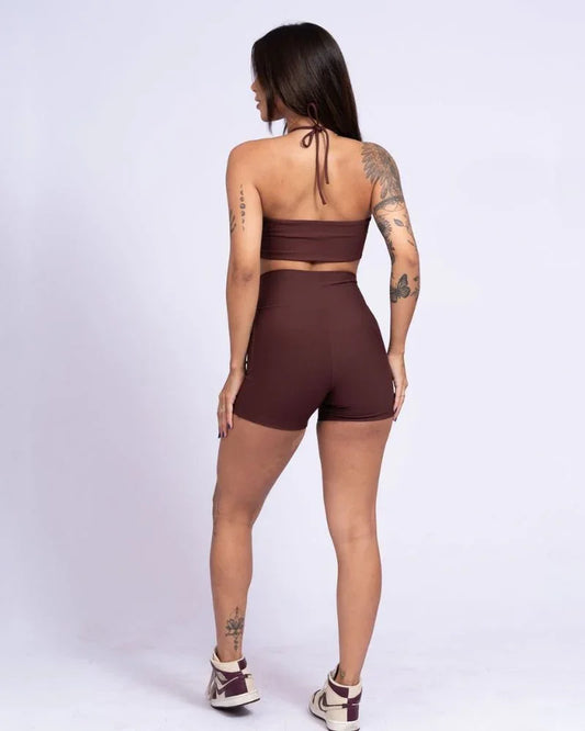 Short Classic Chocolate Dark compressão s/empina - Maré Maria moda fitness