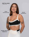 Top Fitness Flow Duo Super Black com Off White - Maré Maria moda fitness