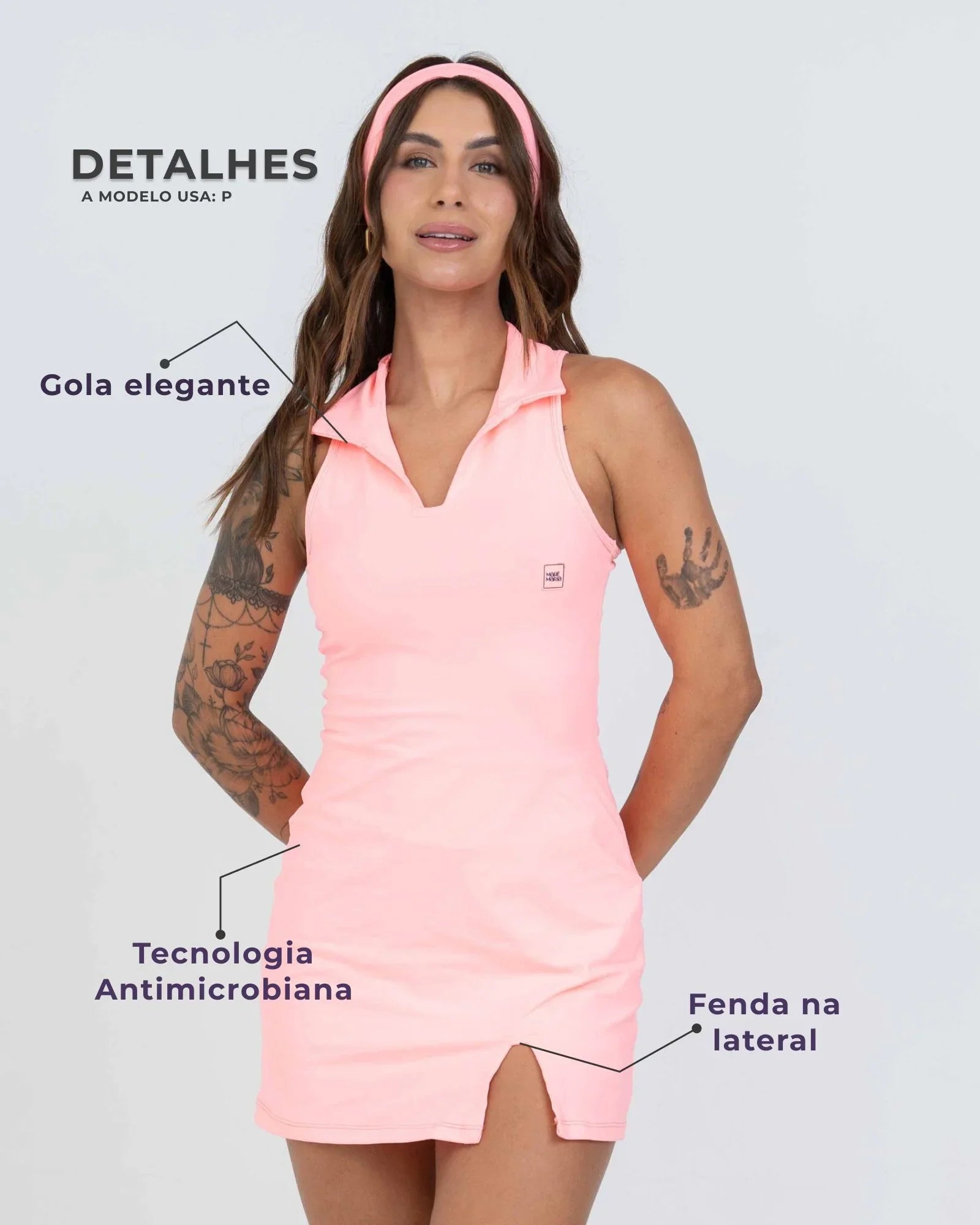 Vestido Fitness Match Point Coral - Maré Maria moda fitness