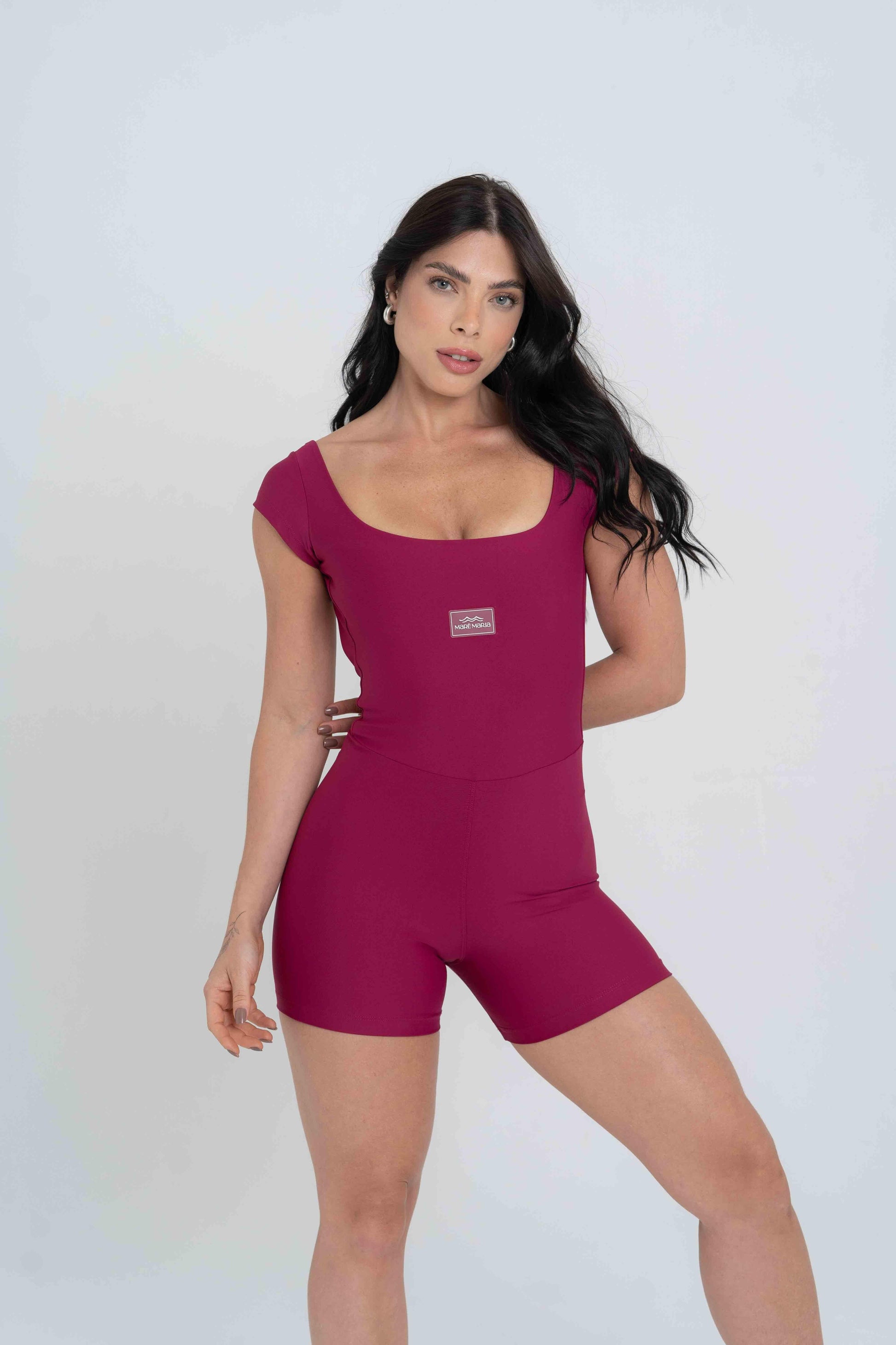 Macaquinho Fitness Wave Rouge compressão - Maré Maria moda fitness