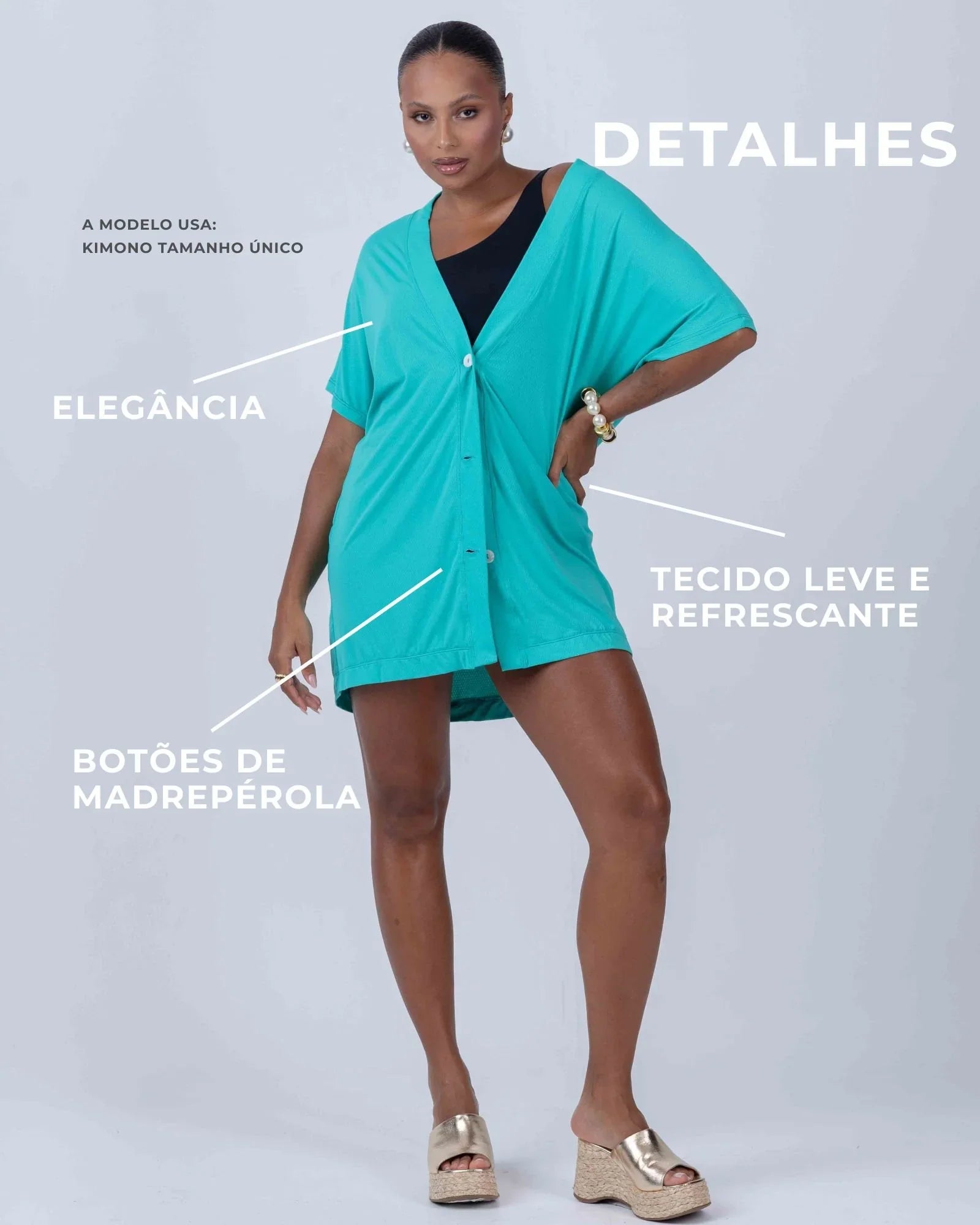 Kimono beach Verde Piscina - Maré Maria moda fitness