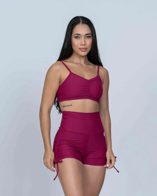 Short Fitness Smile Rouge S/ empina bumbum - Maré Maria moda fitness