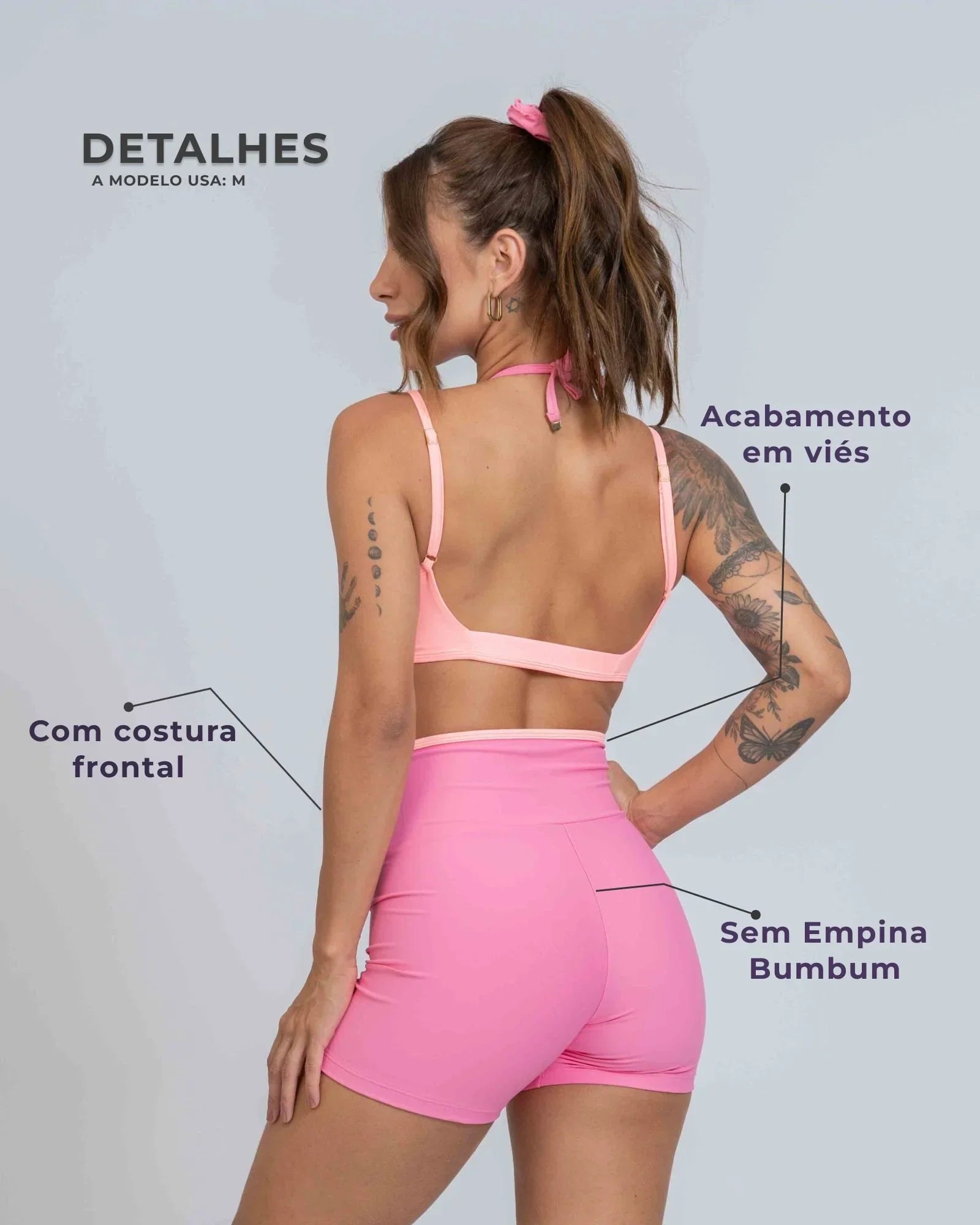 Short Fitness Line Rosa Malibu com Coral - Maré Maria moda fitness