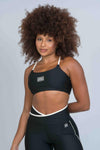 Top Ternura nadador Super Black com Off White - Maré Maria moda fitness
