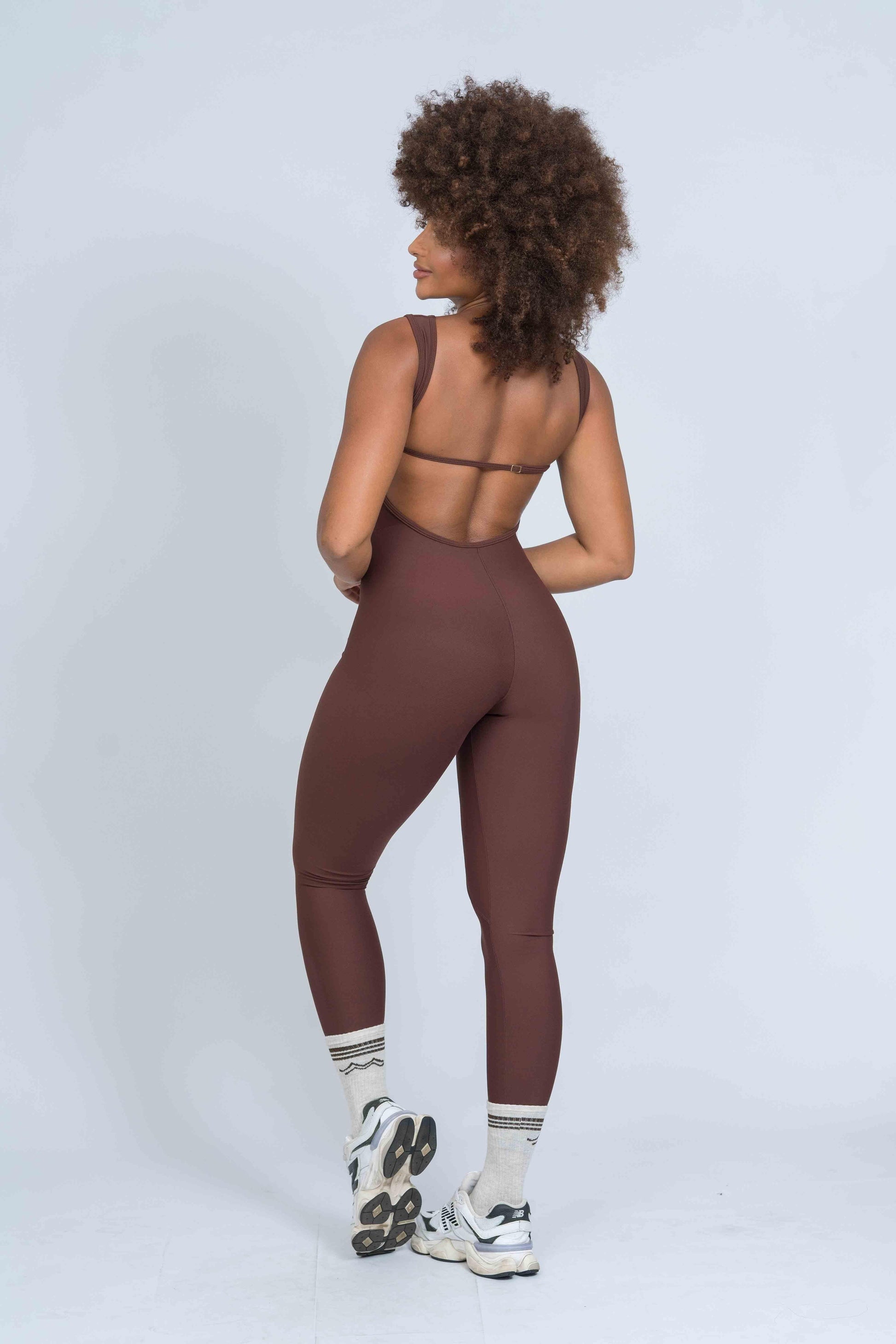 Macacão Fitness Clássico Chocolate Dark compressão - Maré Maria moda fitness