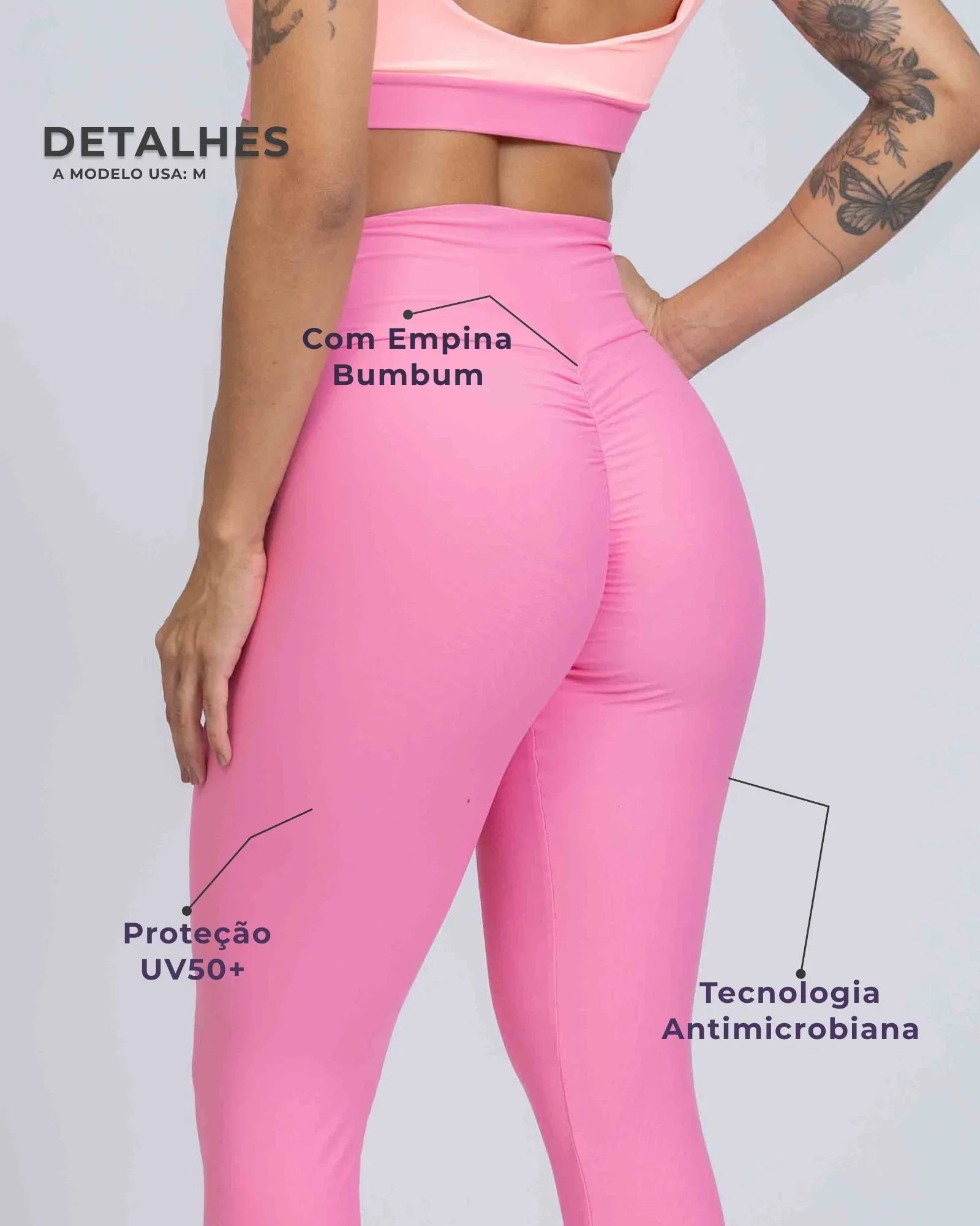 Calça Legging Slim duo Rosa Malibu com Coral - Maré Maria moda fitness