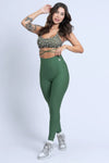 Calça Legging fitness Classic Verde Militar com compressão e sem empina bumbum - Maré Maria moda fitness