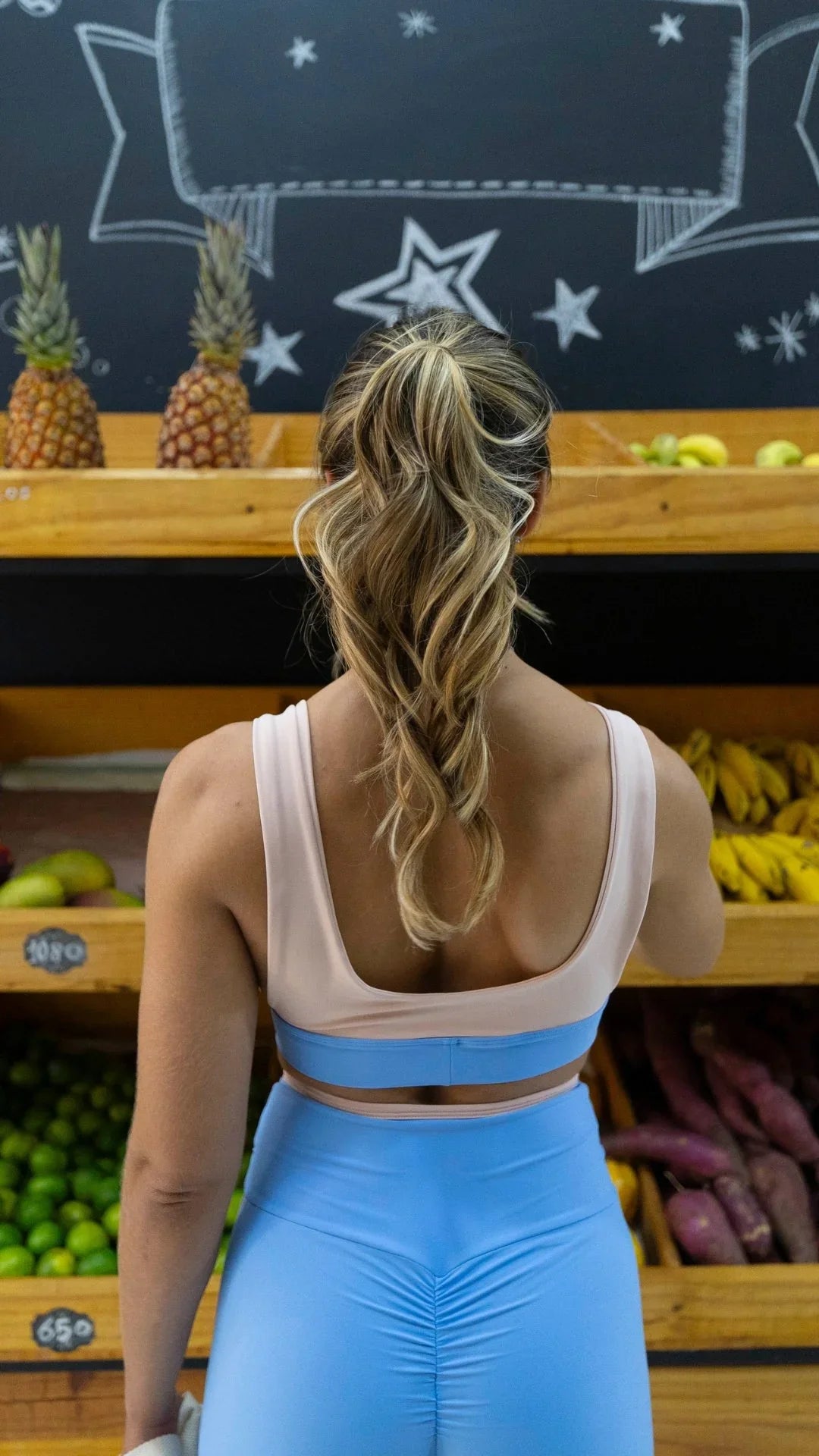 Top Fitness Street Rosa Lily com pala Azul Serenity - Maré Maria moda fitness