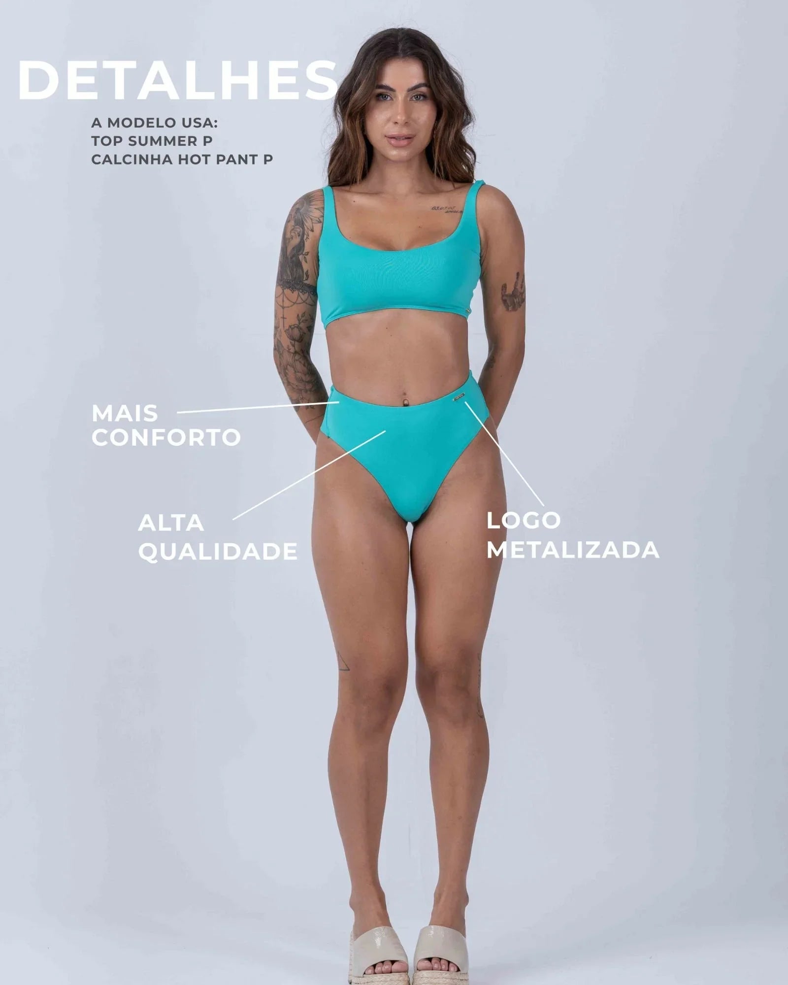 Calcinha Hot Pant Verde Piscina - Maré Maria moda fitness