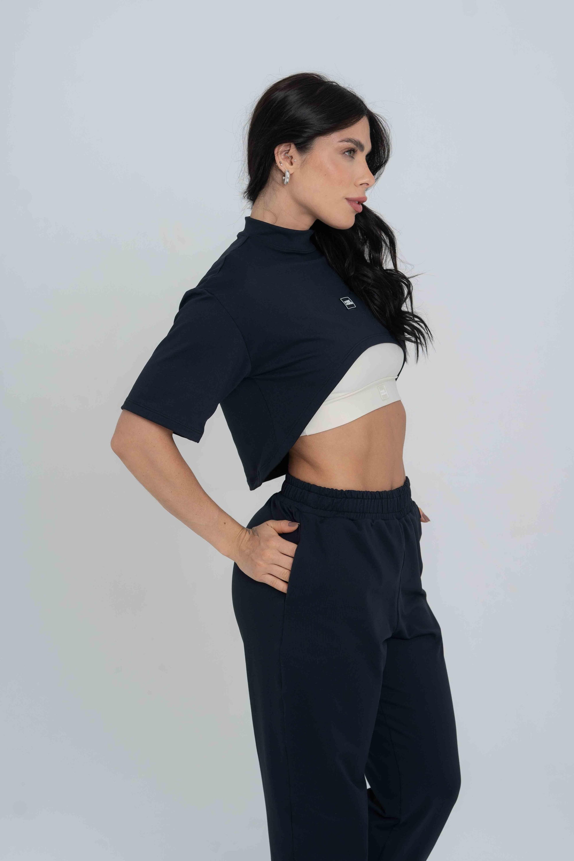 Dueto de Cropped Mach Preto com Luna - Maré Maria moda fitness