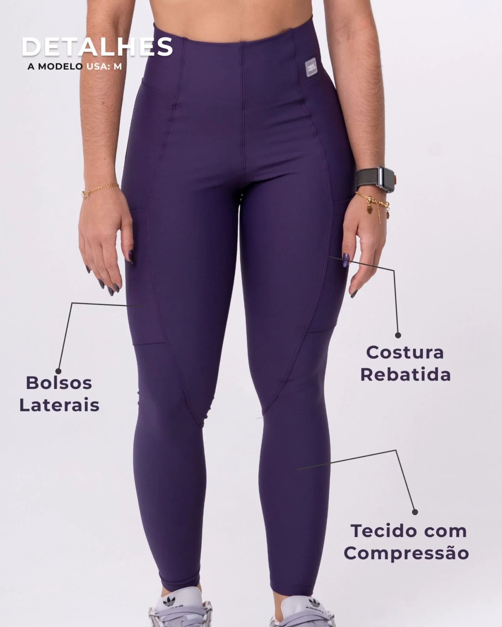 Calça Classic Violeta Compressão com bolso - Maré Maria moda fitness