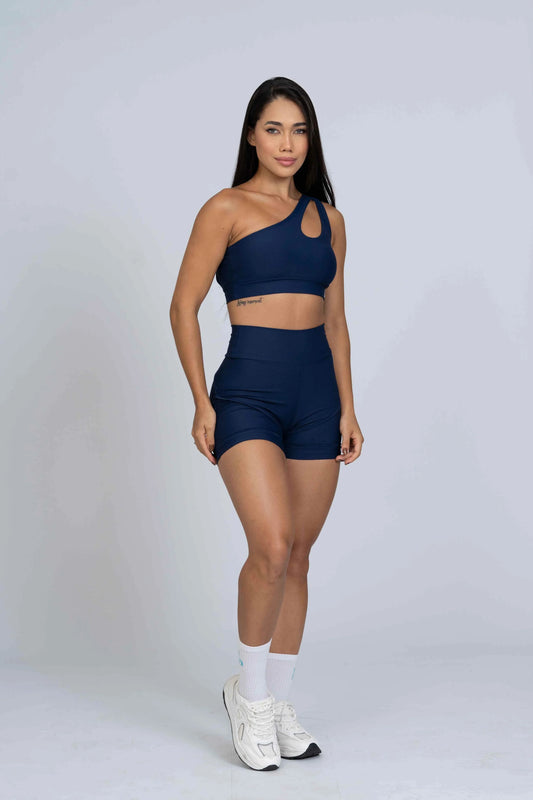 Short Fitness Curve Azul Marinho sem empina bumbum - Maré Maria moda fitness