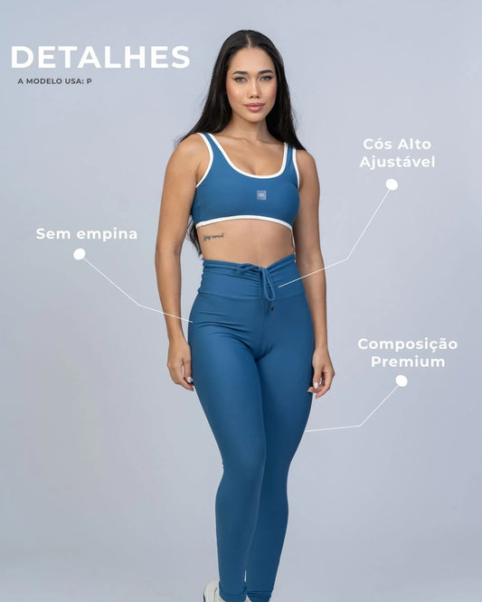 Calça Legging Slim Azul Sereia S/empina bumbum - Maré Maria moda fitness