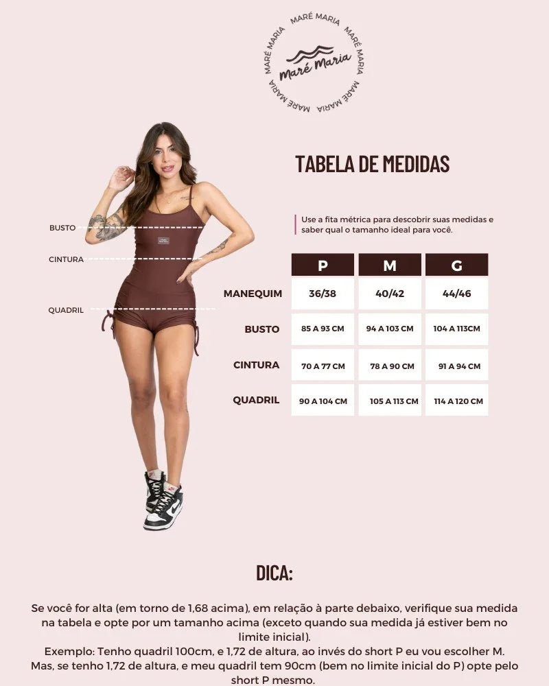 Macacão fitness Classico Preto compressão - Maré Maria moda fitness