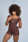 Macaquinho Fitness Wave Chocolate Dark compressão - Maré Maria moda fitness