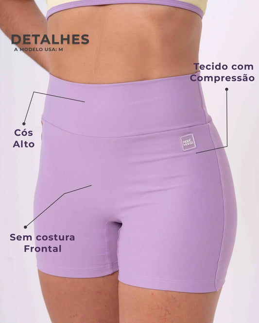 Short Fitness Confort sem costura frontal Lavanda compressão S/ empina - Maré Maria moda fitness