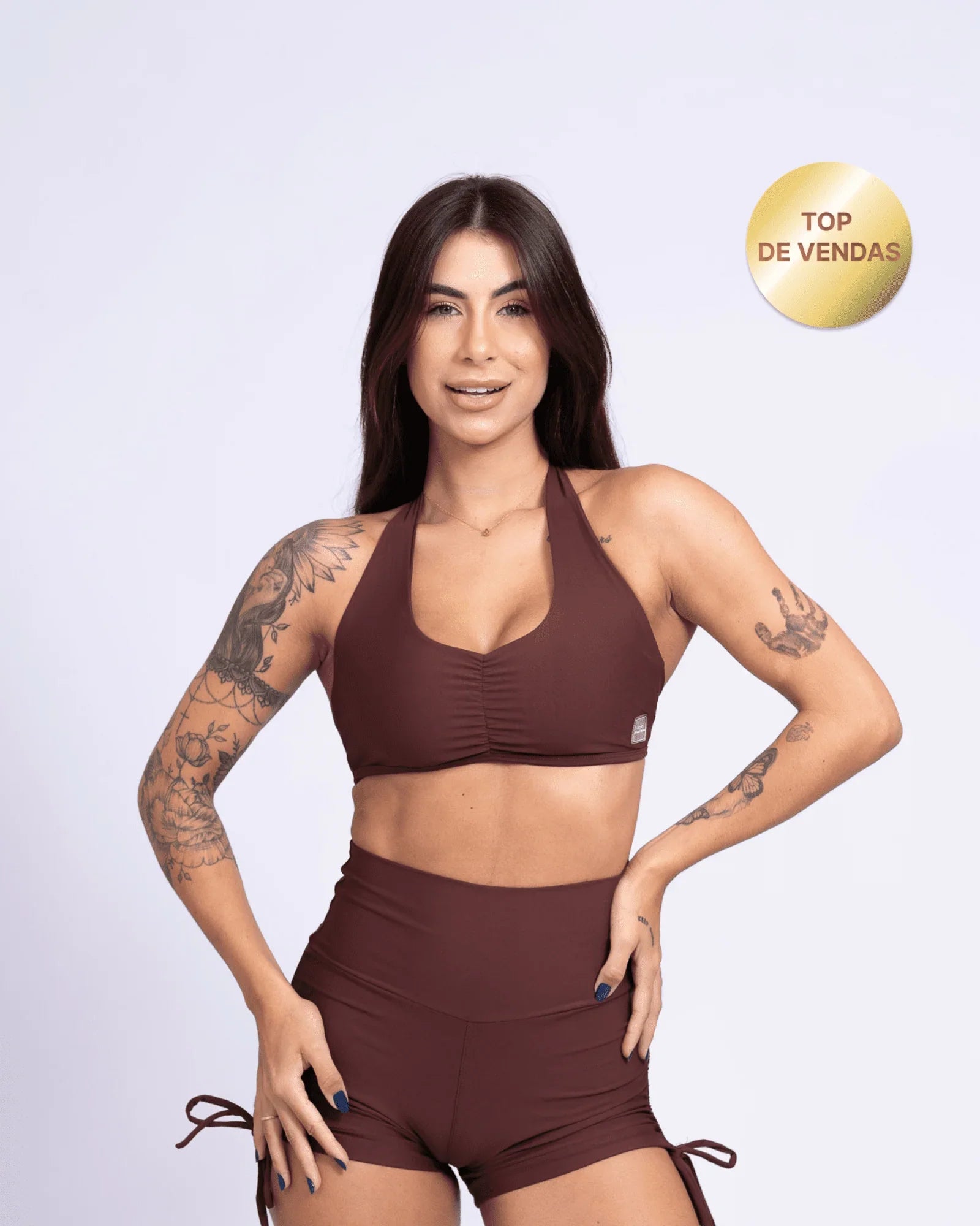 Top Fitness Nala Chocolate Dark Frente Unica - Maré Maria moda fitness