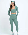 Calça Classic Verde Eucalipto com compressão com bolso - Maré Maria moda fitness