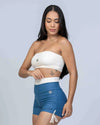 Short Smile Duo Azul Sereia com Off White S/empina - Maré Maria moda fitness
