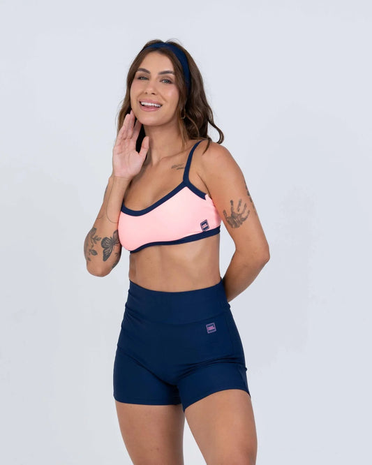 Short Confort sem costura frontal Azul Marinho compressão sem empina - Maré Maria moda fitness