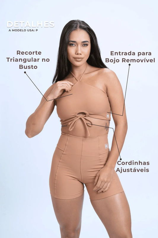 Top Fitness Niara Mocha Mousse - Maré Maria moda fitness
