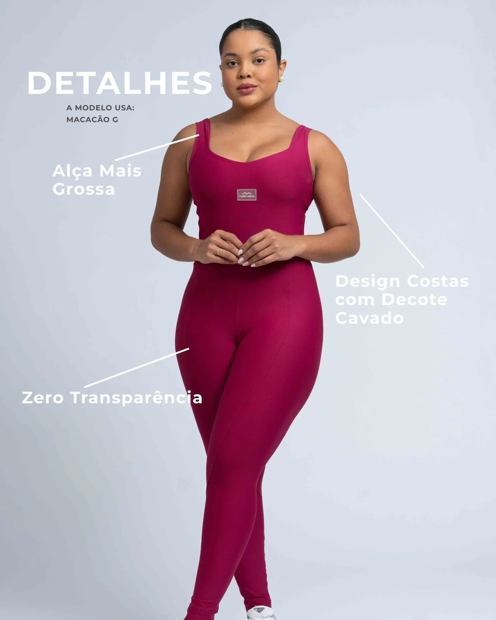 Macacão Fitness Clássico Rouge Compressão - Maré Maria moda fitness