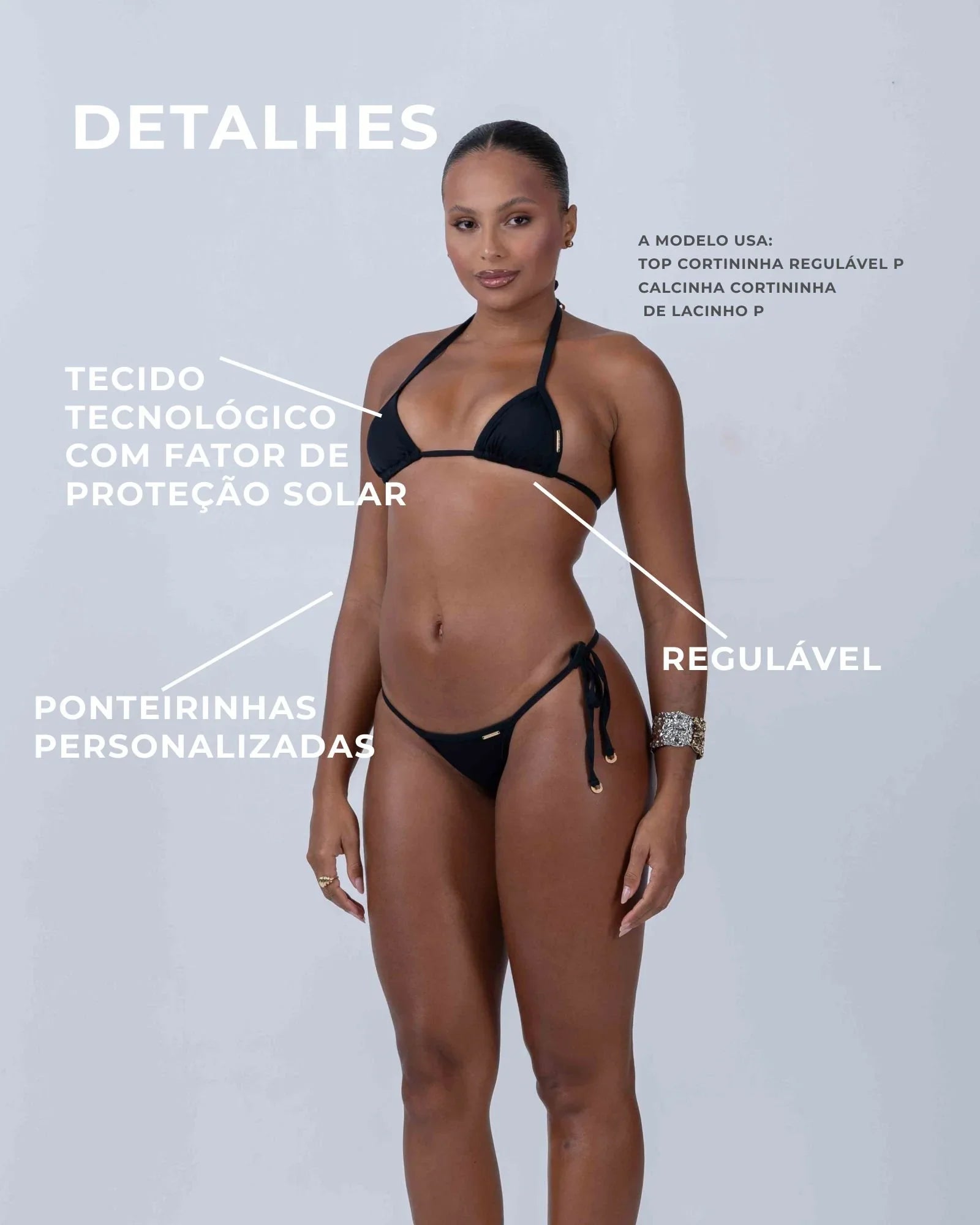 Top Cortininha de Lacinho Preto - Maré Maria moda fitness