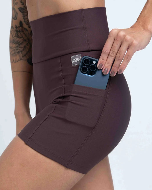 Short Fitness Bike Marrom Ébano sem costura frontal - Maré Maria moda fitness