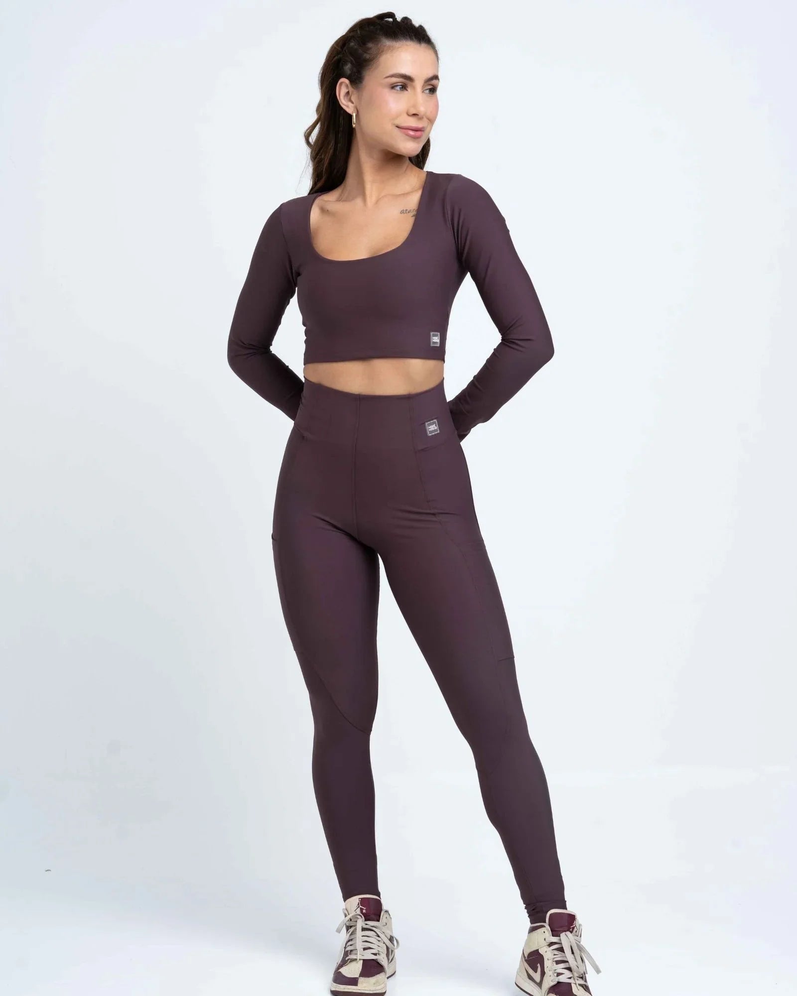 Calça Classic Marrom Ébano compressão com bolso - Maré Maria moda fitness