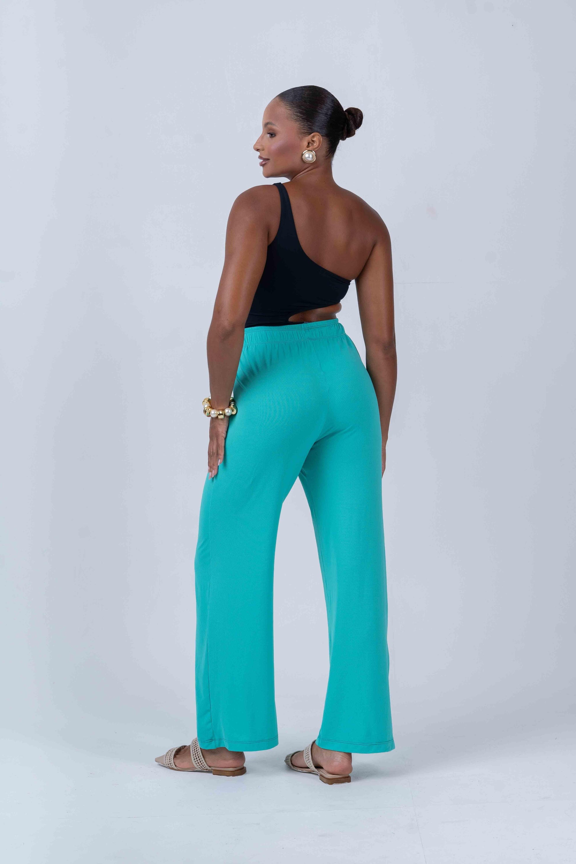 Calça pantalona beach Verde Piscina - Maré Maria moda fitness