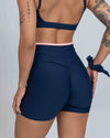 Short Fitness Line Azul Marinho com Coral - Maré Maria moda fitness