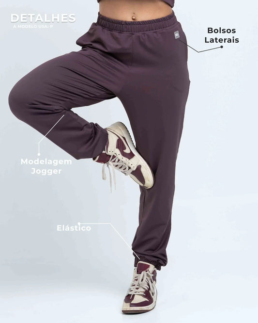 Calça Street Moletinho Jogger Marrom Ébano - Maré Maria moda fitness