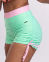 Short fitness Smile Duo Verde Menta com Rosa Quartzo empina bumbum - Maré Maria moda fitness