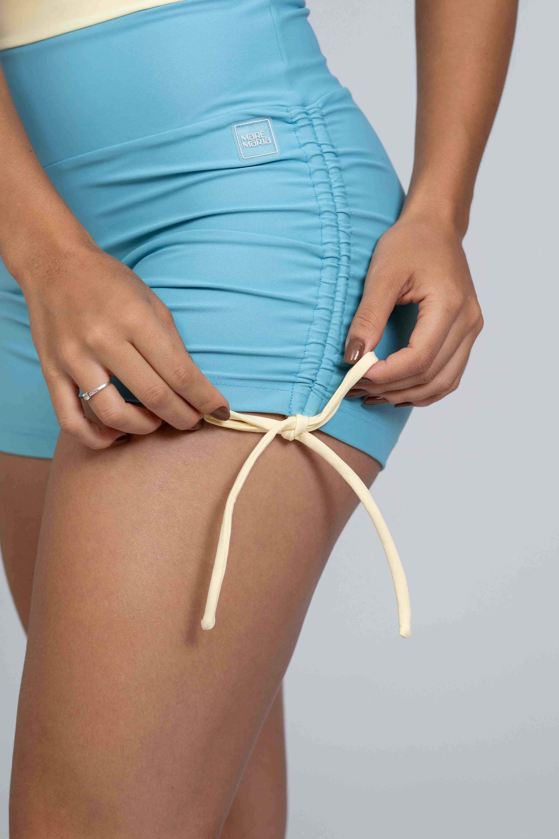 Short Smile Duo Azul céu e Amarelo Brisa - Maré Maria moda fitness