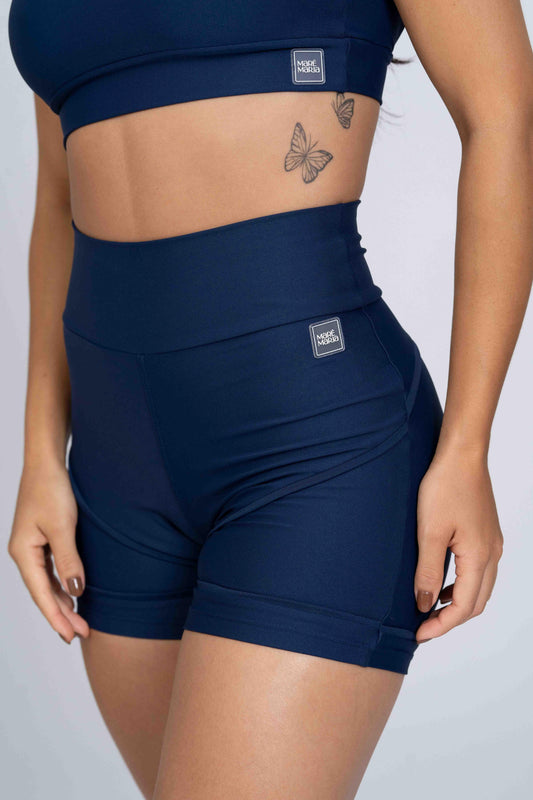 Short Fitness Curve Azul Marinho sem empina bumbum - Maré Maria moda fitness
