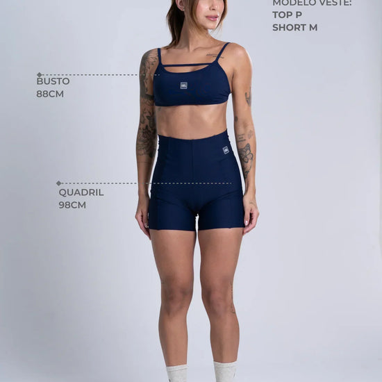 Short Fitness Classic Azul Dark compressão sem empina bumbum - Maré Maria moda fitness