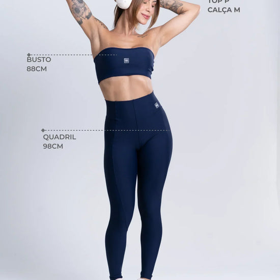 Calça Legging Classic Azul Dark compressão sem empina bumbum - Maré Maria moda fitness