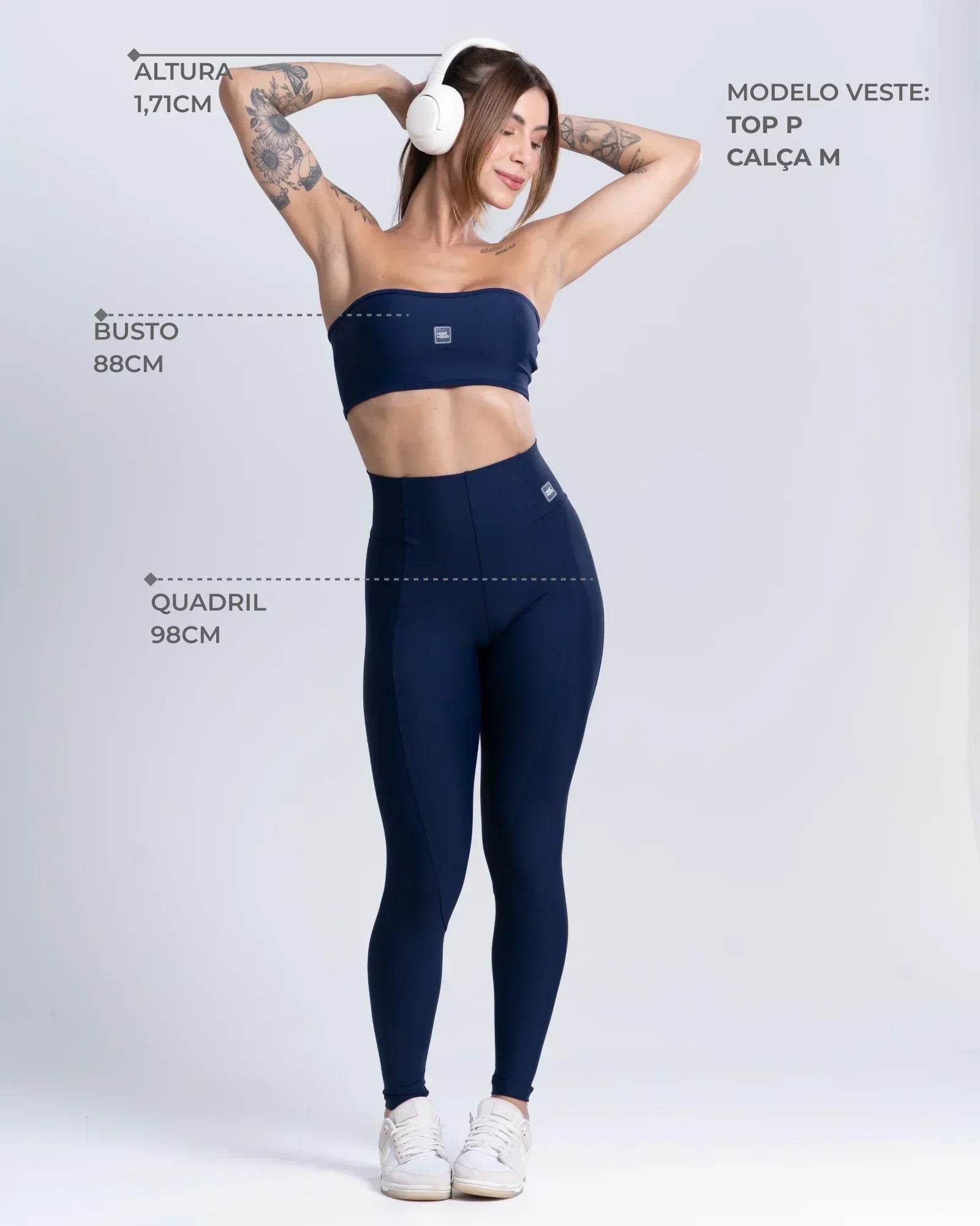 Calça Legging Classic Azul Dark compressão sem empina bumbum - Maré Maria moda fitness