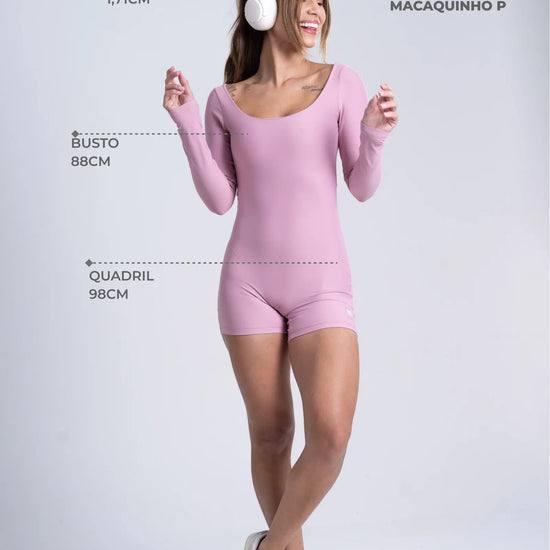 Macaquinho Confort Manga Longa sem costura frontal - Maré Maria moda fitness
